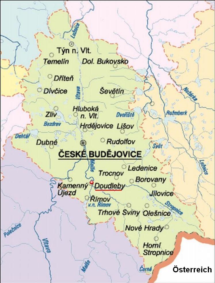 Mapa okresu České Budějovice